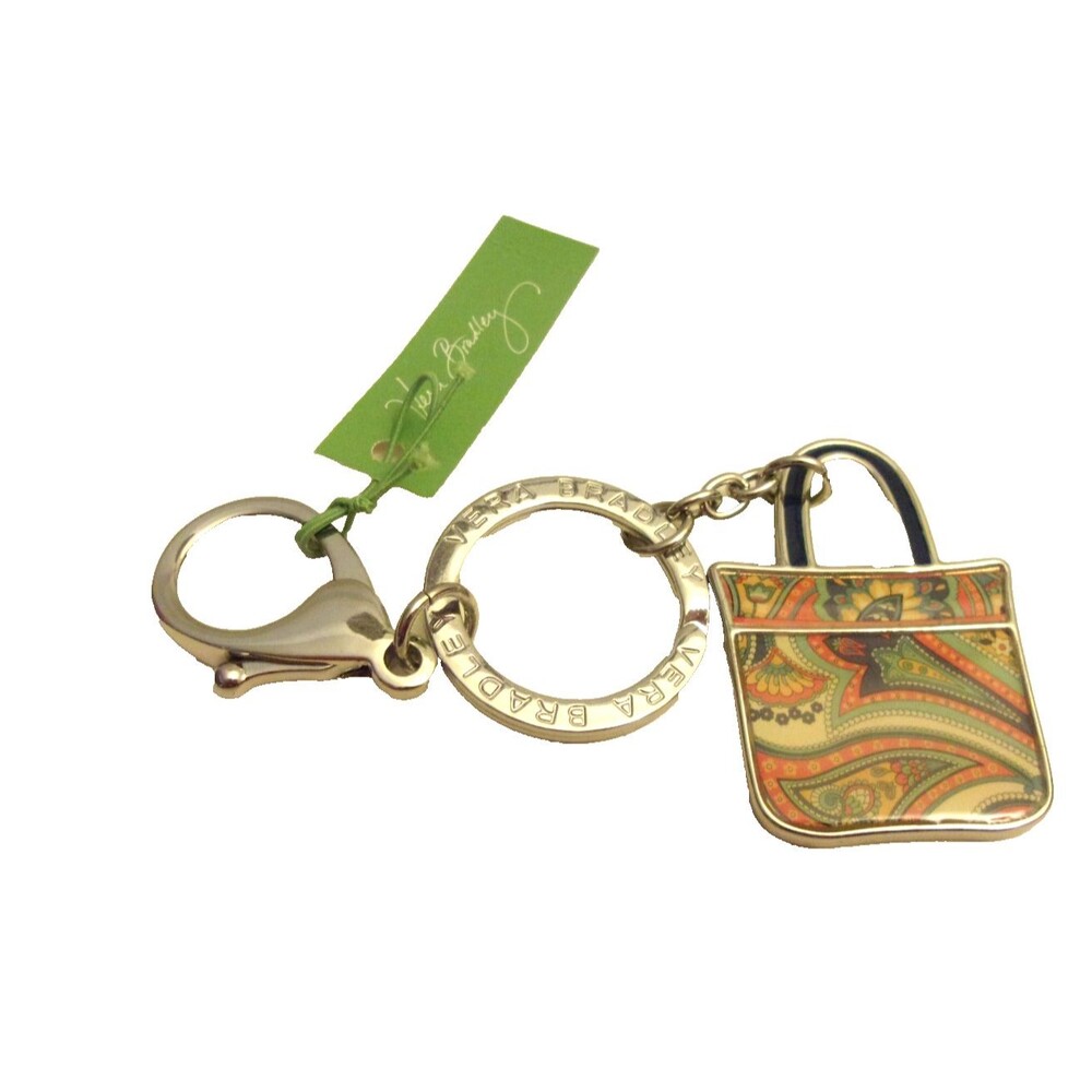 Keychain Vera Bradley Tote Around Marina Paisley Purse Charm Metal New